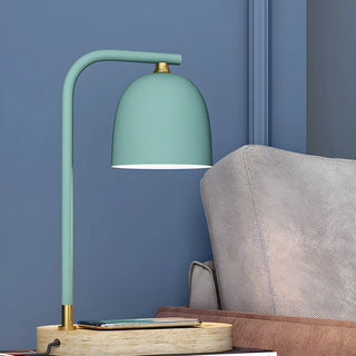 Bedroom Minimalist Black Dome Wooden Base Table Lamp Zawala Image - 1