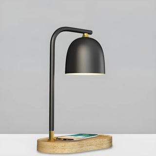 Bedroom Minimalist Black Dome Wooden Base Table Lamp Zawala Image - 11