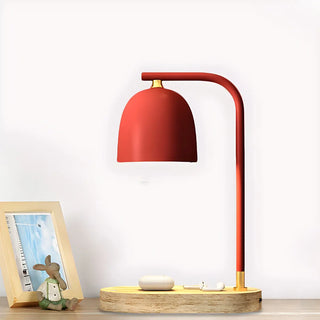Bedroom Minimalist Black Dome Wooden Base Table Lamp Zawala Image - 2