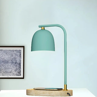 Bedroom Minimalist Black Dome Wooden Base Table Lamp Zawala Image - 3
