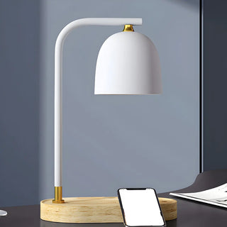 Bedroom Minimalist Black Dome Wooden Base Table Lamp Zawala Image - 8