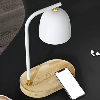 Bedroom Minimalist Black Dome Wooden Base Table Lamp Zawala Image - 9