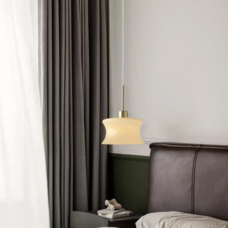Nordic Bedroom White Resin Curved Cylinder Pendant Light Zawala Image - 1
