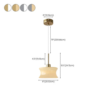 Nordic Bedroom White Resin Curved Cylinder Pendant Light Zawala #size