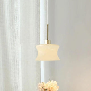 Nordic Bedroom White Resin Curved Cylinder Pendant Light Zawala Image - 5