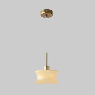 Nordic Bedroom White Resin Curved Cylinder Pendant Light Zawala Image - 6