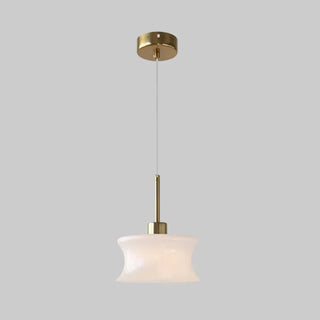 Nordic Bedroom White Resin Curved Cylinder Pendant Light Zawala Image - 9