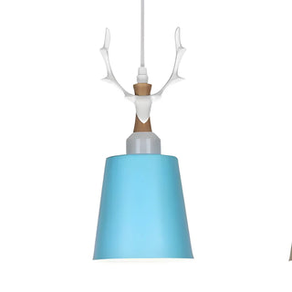 ZOWALA - Nordic Colorful Metal Bucket Antler Kids Room Pendant Light Image - 13