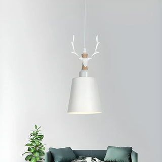 ZOWALA - Nordic Colorful Metal Bucket Antler Kids Room Pendant Light Image - 3
