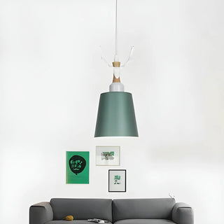 ZOWALA - Nordic Colorful Metal Bucket Antler Kids Room Pendant Light Image - 4