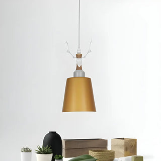 ZOWALA - Nordic Colorful Metal Bucket Antler Kids Room Pendant Light Image - 6