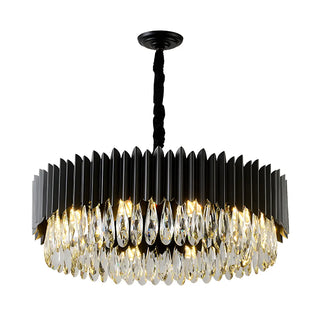 ZOWALA - Nordic Black Metal Crystal Round Chandelier Image - 10