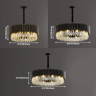 ZOWALA - Nordic Black Metal Crystal Round Chandelier Image - 11