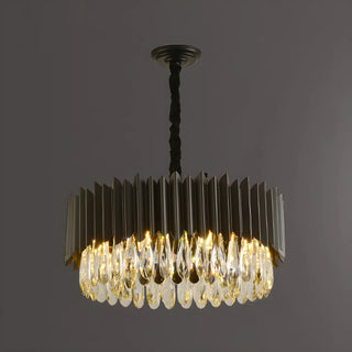 ZOWALA - Nordic Black Metal Crystal Round Chandelier Image - 13