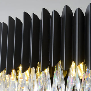 ZOWALA - Nordic Black Metal Crystal Round Chandelier Image - 14