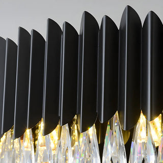 ZOWALA - Nordic Black Metal Crystal Round Chandelier Image - 15