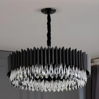 ZOWALA - Nordic Black Metal Crystal Round Chandelier Image - 6