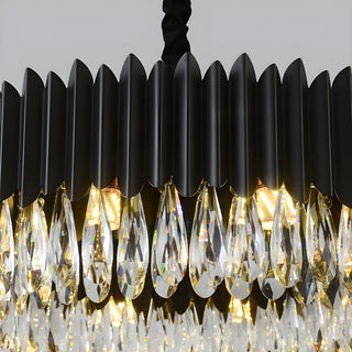 ZOWALA - Nordic Black Metal Crystal Round Chandelier Image - 7