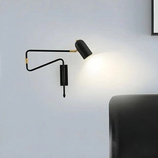 ZOWALA - Nordic Swing Arm Adjustable Iron Bedroom Black Wall Sconce Image - 2