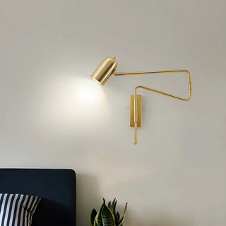 ZOWALA - Nordic Swing Arm Adjustable Iron Bedroom Black Wall Sconce Image - 4