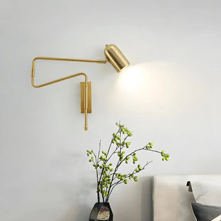 ZOWALA - Nordic Swing Arm Adjustable Iron Bedroom Black Wall Sconce Image - 6