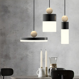 ZOWALA - Modern Cylinder Dining Room LED Black Triple Pendant Light Image - 2