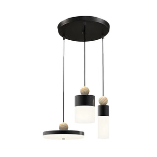 ZOWALA - Modern Cylinder Dining Room LED Black Triple Pendant Light Image - 4