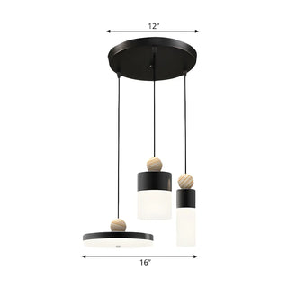 ZOWALA - Modern Cylinder Dining Room LED Black Triple Pendant Light Image - 6