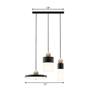 ZOWALA - Modern Cylinder Dining Room LED Black Triple Pendant Light Image - 7