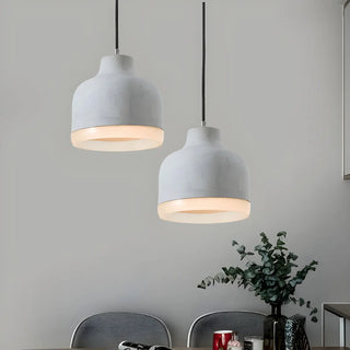 ZOWALA - Industrial Dining Room Cement Grey Dome Pendant Light Image - 2