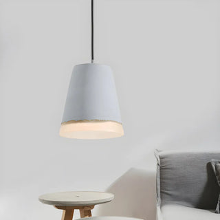 ZOWALA - Industrial Dining Room Cement Grey Dome Pendant Light Image - 3