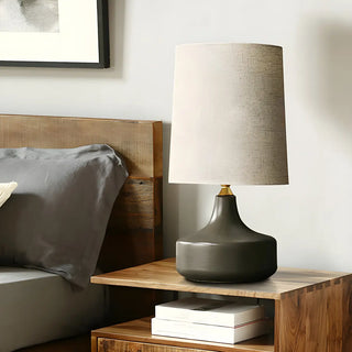 Living Room Simple Column Fabric Gray Base Table Lamp Zawala Image - 1