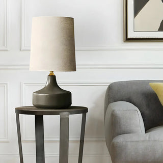 Living Room Simple Column Fabric Gray Base Table Lamp Zawala Image - 2