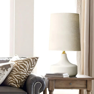 Living Room Simple Column Fabric Gray Base Table Lamp Zawala Image - 3