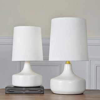 Living Room Simple Column Fabric Gray Base Table Lamp Zawala Image - 4