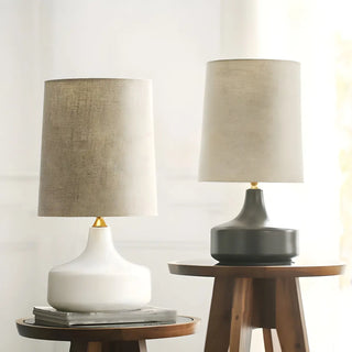 Living Room Simple Column Fabric Gray Base Table Lamp Zawala Image - 5