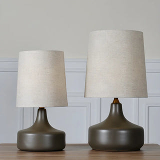 Living Room Simple Column Fabric Gray Base Table Lamp Zawala Image - 6