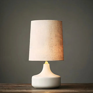 Living Room Simple Column Fabric Gray Base Table Lamp Zawala Image - 9