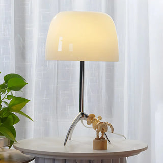Stylish Chrome Tripod White Glass Shade Table Lamp Zawala Image - 5