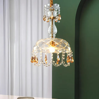 Nordic Clear Dome Bedroom Adjustable Crystal Pendant Light Zawala Image - 1