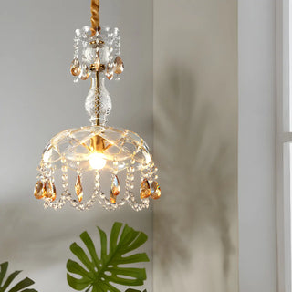 Nordic Clear Dome Bedroom Adjustable Crystal Pendant Light Zawala Image - 2