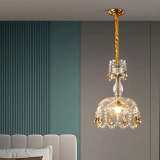 Nordic Clear Dome Bedroom Adjustable Crystal Pendant Light Zawala Image - 4
