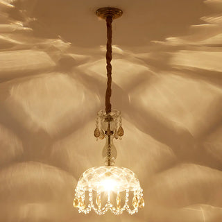 Nordic Clear Dome Bedroom Adjustable Crystal Pendant Light Zawala Image - 9