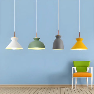 Modern Colorful Mini Metal Bell Pendant Light Set Zawala Image - 3