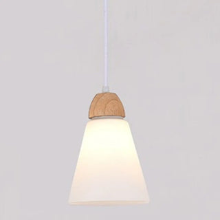 ZOWALA - Nordic Cone Wood Dining Room White 3-Light Pendant Light Image - 14