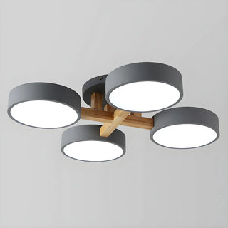 Nordic Round Wood Flush Mount Ceiling Light 6-Light Zawala Image - 10