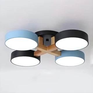 Nordic Round Wood Flush Mount Ceiling Light 6-Light Zawala Image - 15