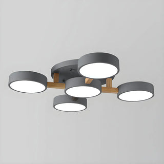 Nordic Round Wood Flush Mount Ceiling Light 6-Light Zawala Image - 17