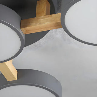 Nordic Round Wood Flush Mount Ceiling Light 6-Light Zawala Image - 21