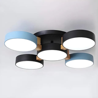 Nordic Round Wood Flush Mount Ceiling Light 6-Light Zawala Image - 22